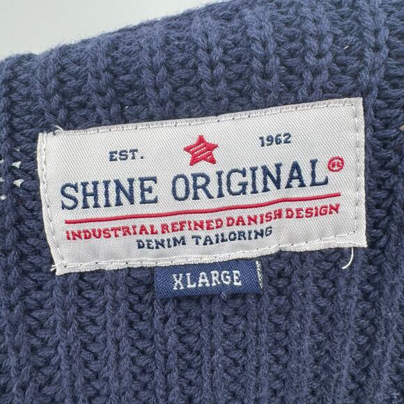 NWOT Shine Original navy rib knit o-neck sweater - Picture 5 of 5